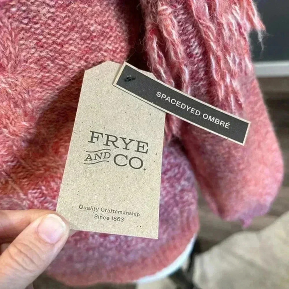 Frye and Co Sweater Womens XS Orange Pink Ombre Fringe LS Western Boho NWT - Picture 3 of 10